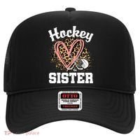 Hockey Sister Leopard Heart Ice Hockey Great Gift Hat thumb 0