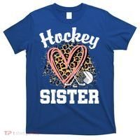 Hockey Sister Leopard Heart Ice Hockey Great Gift T-Shirt thumb 0