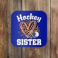 Hockey Sister Leopard Heart Ice Hockey Great Gift Coaster thumb 0