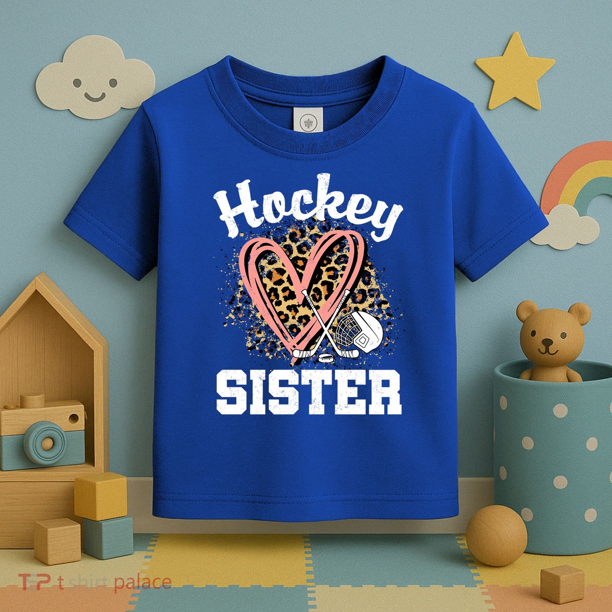 Hockey Sister Leopard Heart Ice Hockey Great Gift Toddler T-Shirt