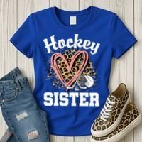 Hockey Sister Leopard Heart Ice Hockey Great Gift Women's T-Shirt thumb 3