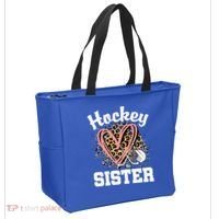 Hockey Sister Leopard Heart Ice Hockey Great Gift Tote Bag thumb 2