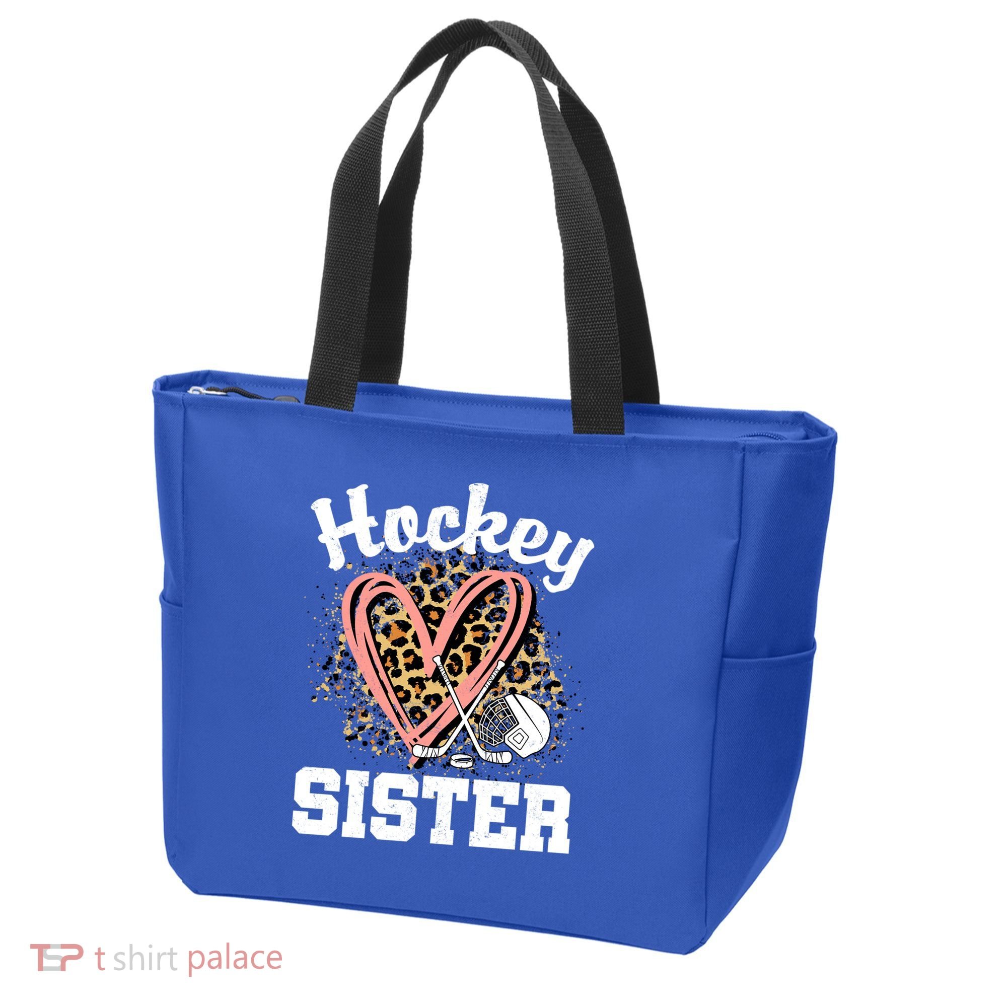 Hockey Sister Leopard Heart Ice Hockey Great Gift Tote Bag