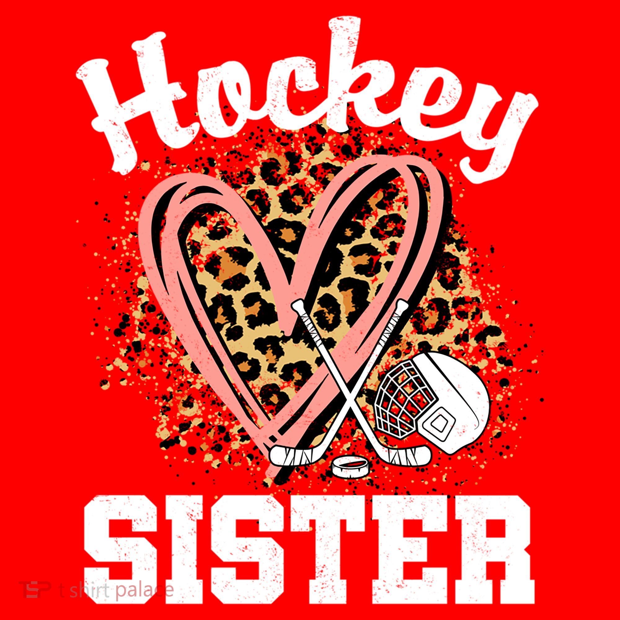Hockey Sister Leopard Heart Ice Hockey Great Gift Santa Hat