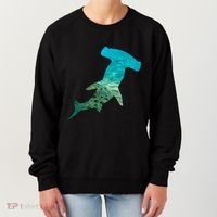 Hammerhead Shark Lovers Silhouette Earth Day And Ocean Week Gift Women's Sweatshirt thumb 0