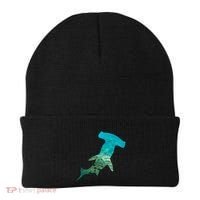 Hammerhead Shark Lovers Silhouette Earth Day And Ocean Week Gift Beanie thumb 0