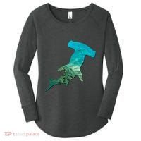 Hammerhead Shark Lovers Silhouette Earth Day And Ocean Week Gift Women's Perfect Tri Tunic Long Sleeve Shirt thumb 0