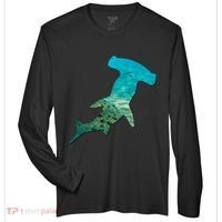 Hammerhead Shark Lovers Silhouette Earth Day And Ocean Week Gift Zone Performance Long-Sleeve T-Shirt thumb 0