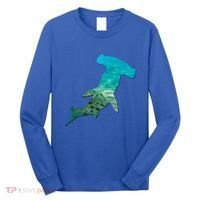 Hammerhead Shark Lovers Silhouette Earth Day And Ocean Week Gift Long Sleeve Shirt thumb 0