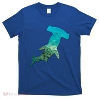 Hammerhead Shark Lovers Silhouette Earth Day And Ocean Week Gift T-Shirt thumb 0