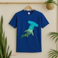 Hammerhead Shark Lovers Silhouette Earth Day And Ocean Week Gift T-Shirt thumb 2