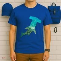 Hammerhead Shark Lovers Silhouette Earth Day And Ocean Week Gift T-Shirt thumb 6