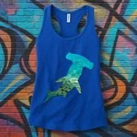 Hammerhead Shark Lovers Silhouette Earth Day And Ocean Week Gift Women's Tank Top thumb 3