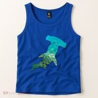 Hammerhead Shark Lovers Silhouette Earth Day And Ocean Week Gift Tank Top thumb 2