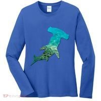 Hammerhead Shark Lovers Silhouette Earth Day And Ocean Week Gift Women's Long Sleeve Shirt thumb 0