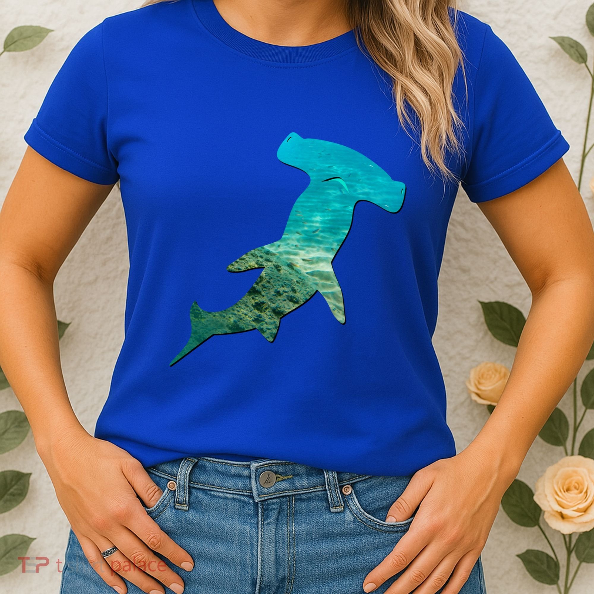 Hammerhead Shark Lovers Silhouette Earth Day And Ocean Week Gift Women's T-Shirt