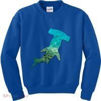 Hammerhead Shark Lovers Silhouette Earth Day And Ocean Week Gift Kids Sweatshirt thumb 0
