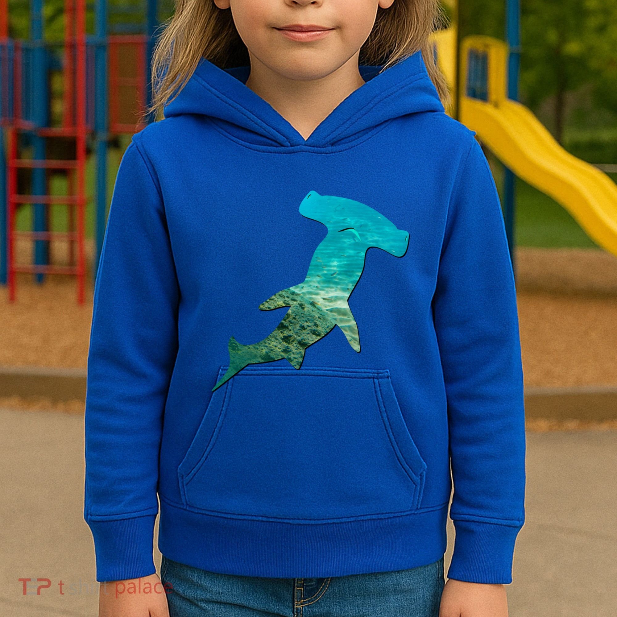 Hammerhead Shark Lovers Silhouette Earth Day And Ocean Week Gift Kids Hoodie