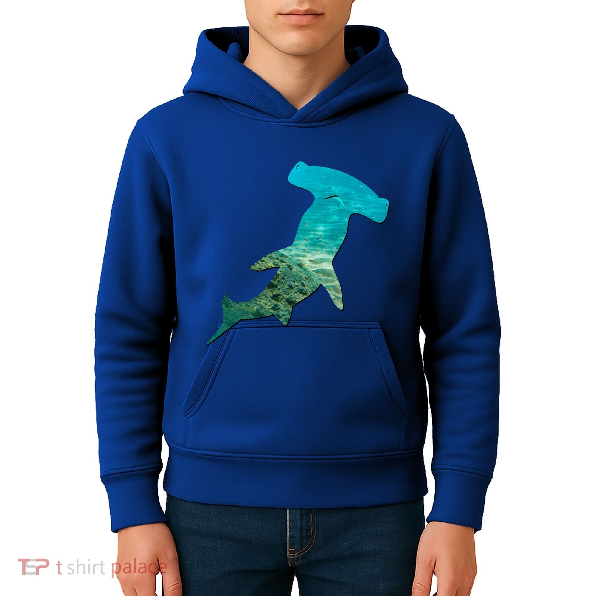 Hammerhead Shark Lovers Silhouette Earth Day And Ocean Week Gift Kids Hoodie