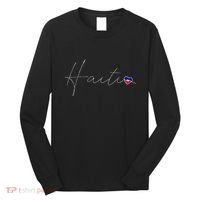 Haiti Simple Love Haitian Flag Heart On Haiti Long Sleeve Shirt thumb 0