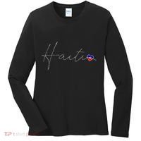 Haiti Simple Love Haitian Flag Heart On Haiti Women's Long Sleeve Shirt thumb 0