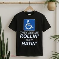Hey See Me Rollin Hey Hain Funny Wheelchair Graphic T-Shirt thumb 2