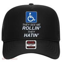 Hey See Me Rollin Hey Hain Funny Wheelchair Graphic Hat thumb 0