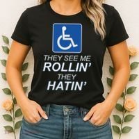 Hey See Me Rollin Hey Hain Funny Wheelchair Graphic Women's T-Shirt thumb 2