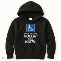 Hey See Me Rollin Hey Hain Funny Wheelchair Graphic Kids Hoodie thumb 0