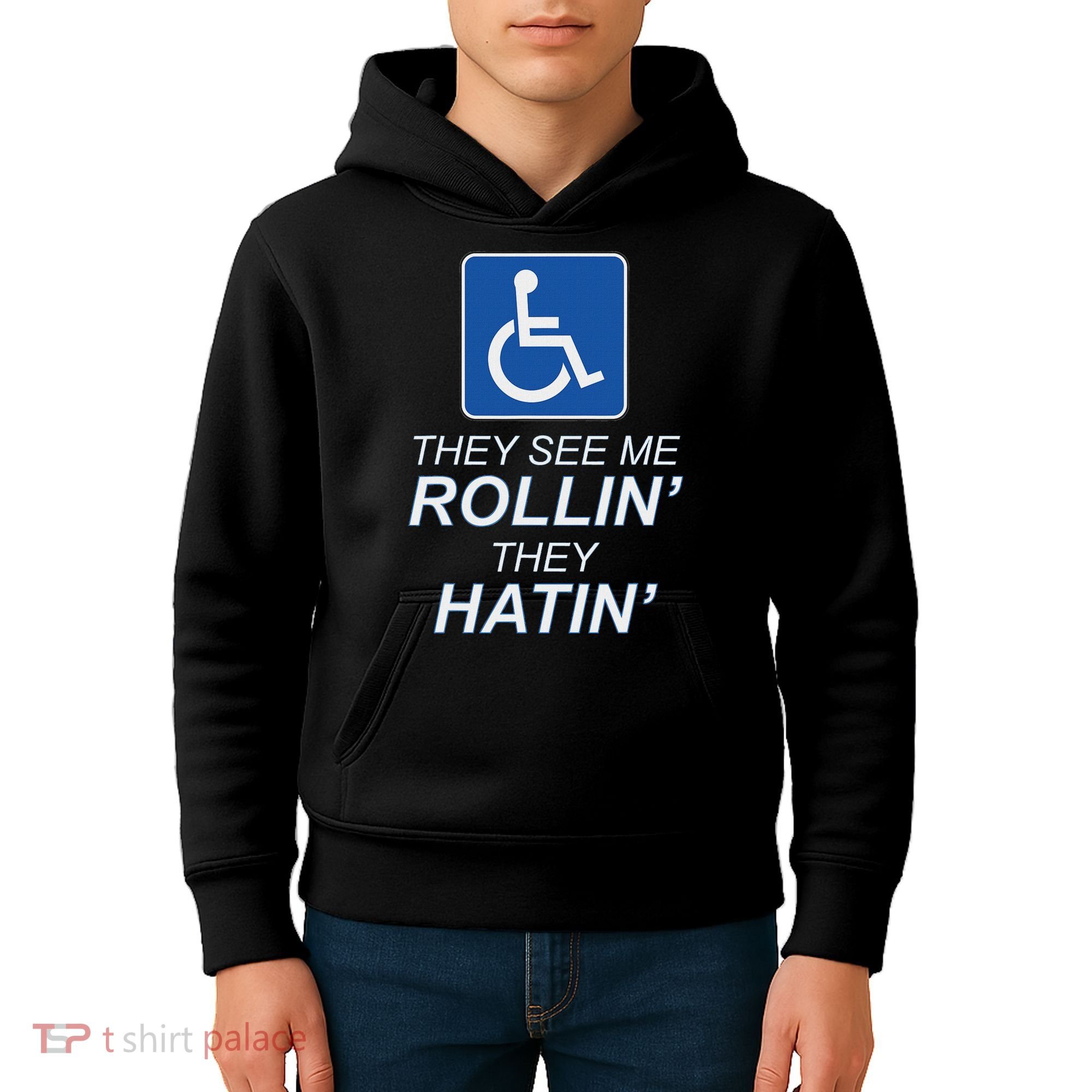 Hey See Me Rollin Hey Hain Funny Wheelchair Graphic Kids Hoodie