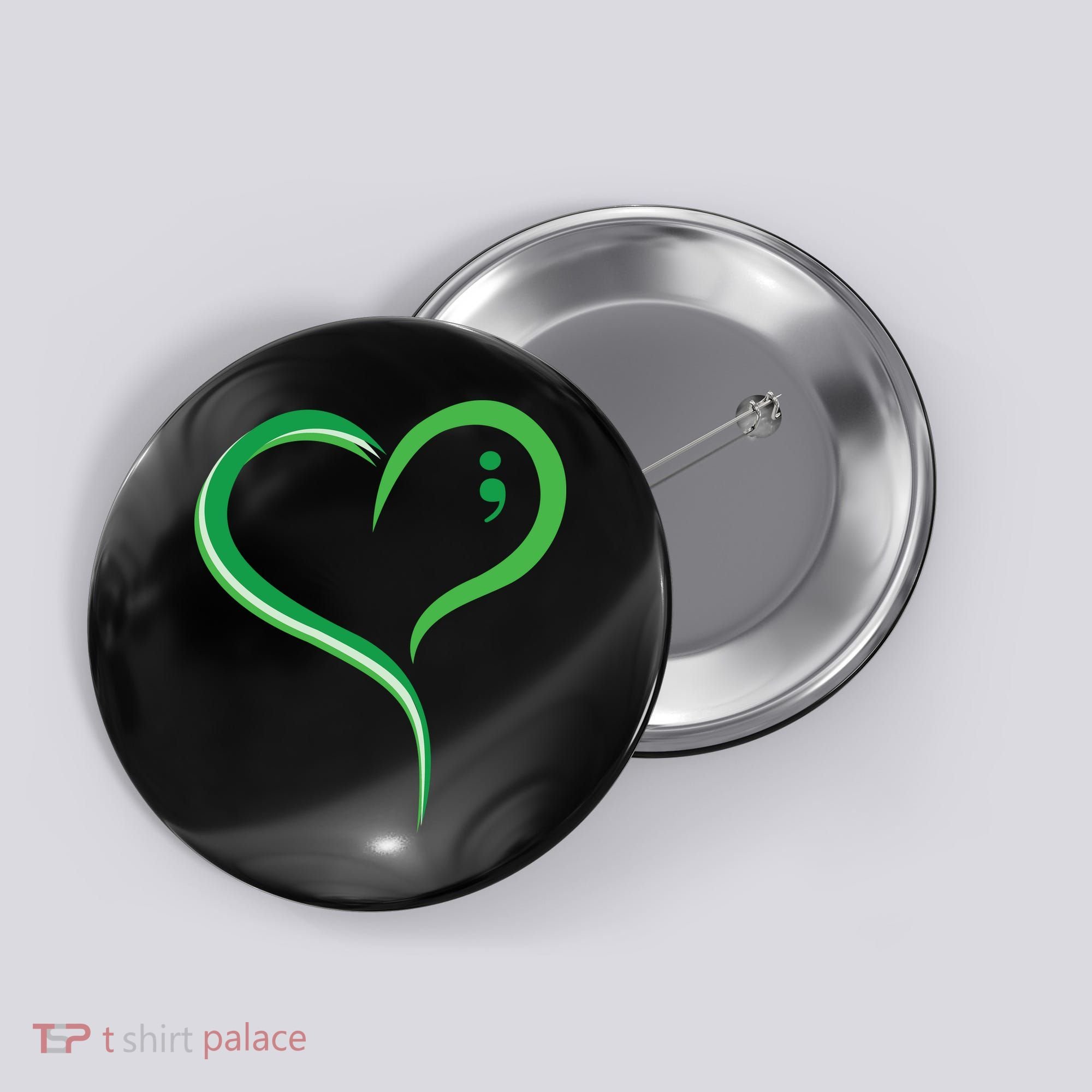 Heart Semicolon Mental Health Awareness Button