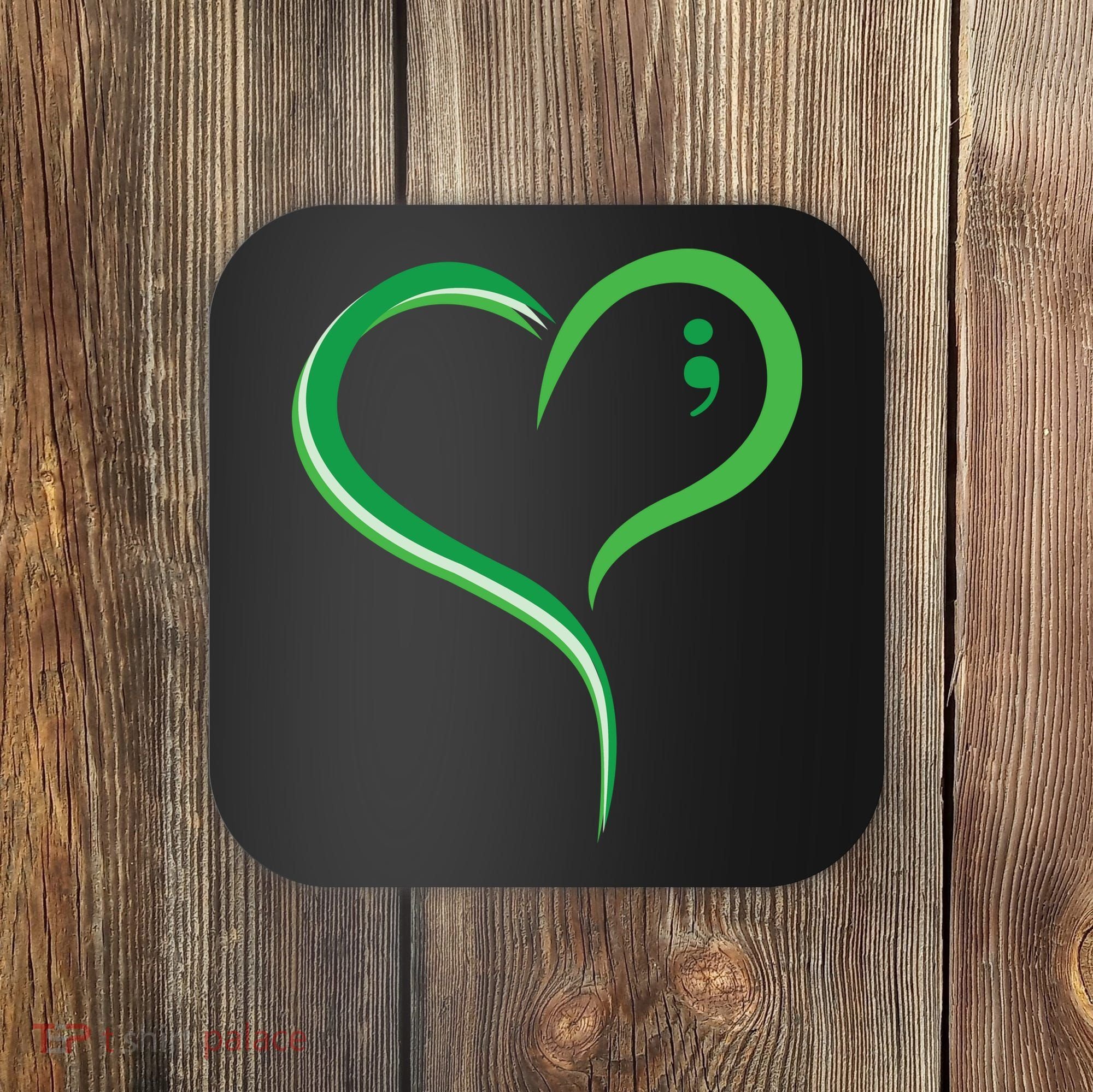 Heart Semicolon Mental Health Awareness Coaster