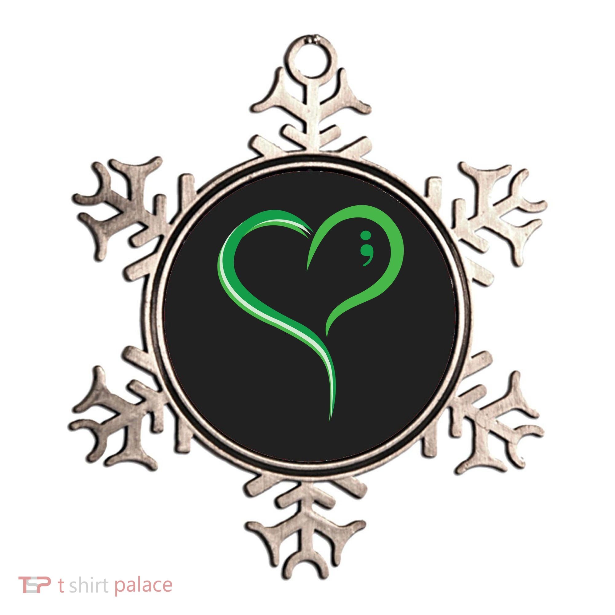 Heart Semicolon Mental Health Awareness Ornament