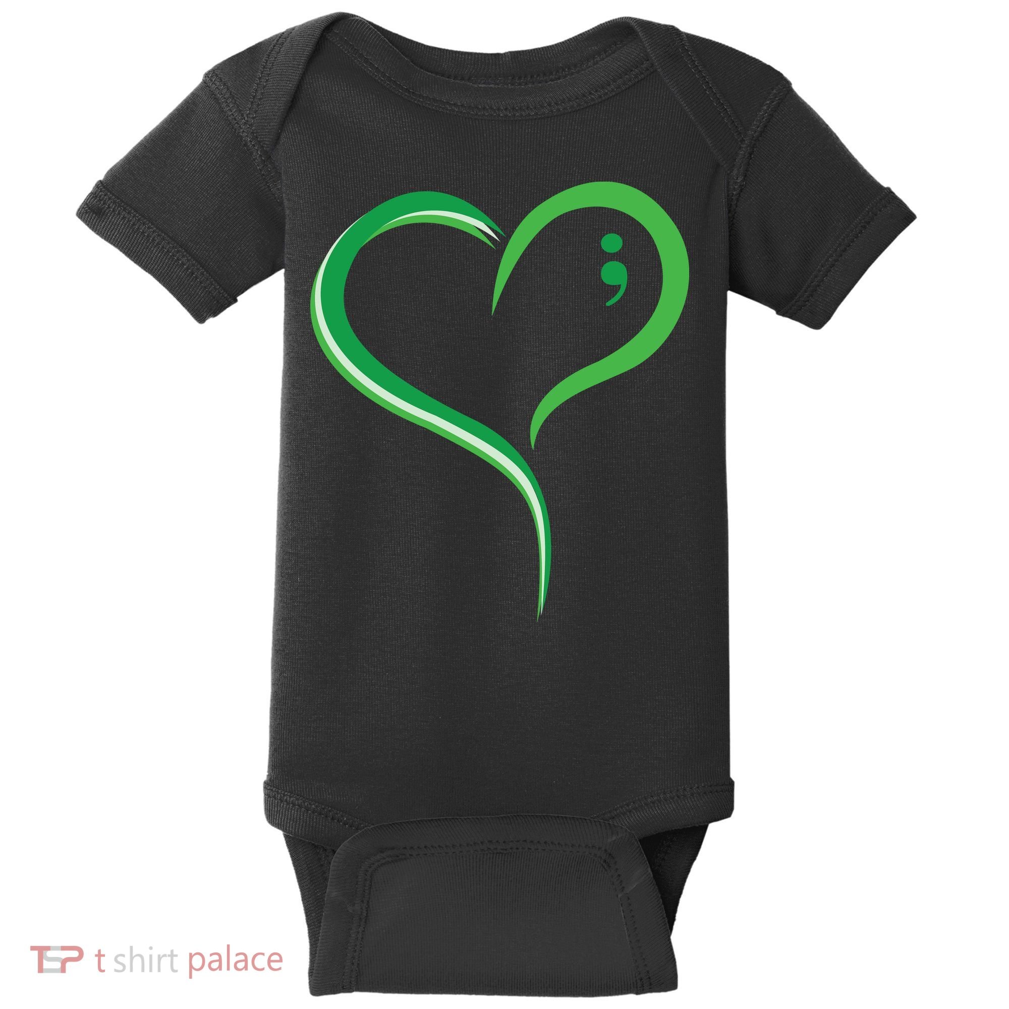 Heart Semicolon Mental Health Awareness Baby Bodysuit