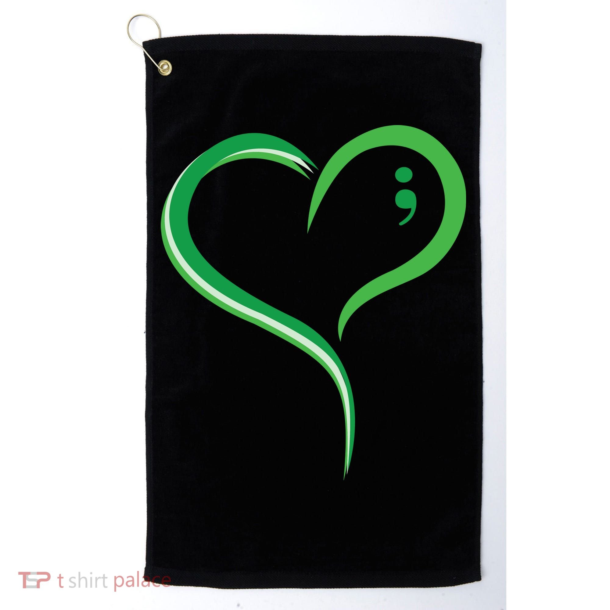 Heart Semicolon Mental Health Awareness Golf Towel