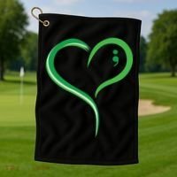 Heart Semicolon Mental Health Awareness Golf Towel thumb 1