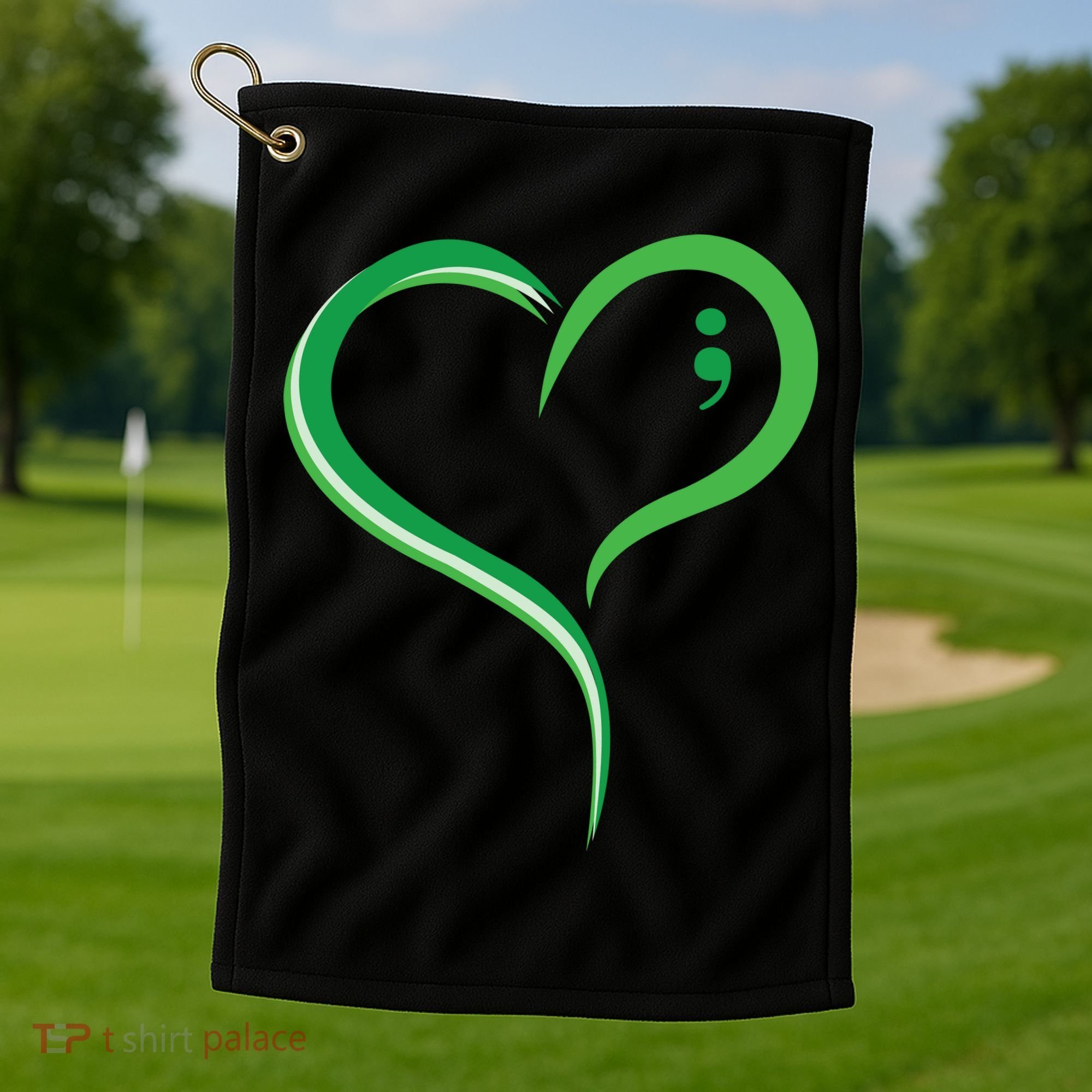 Heart Semicolon Mental Health Awareness Golf Towel