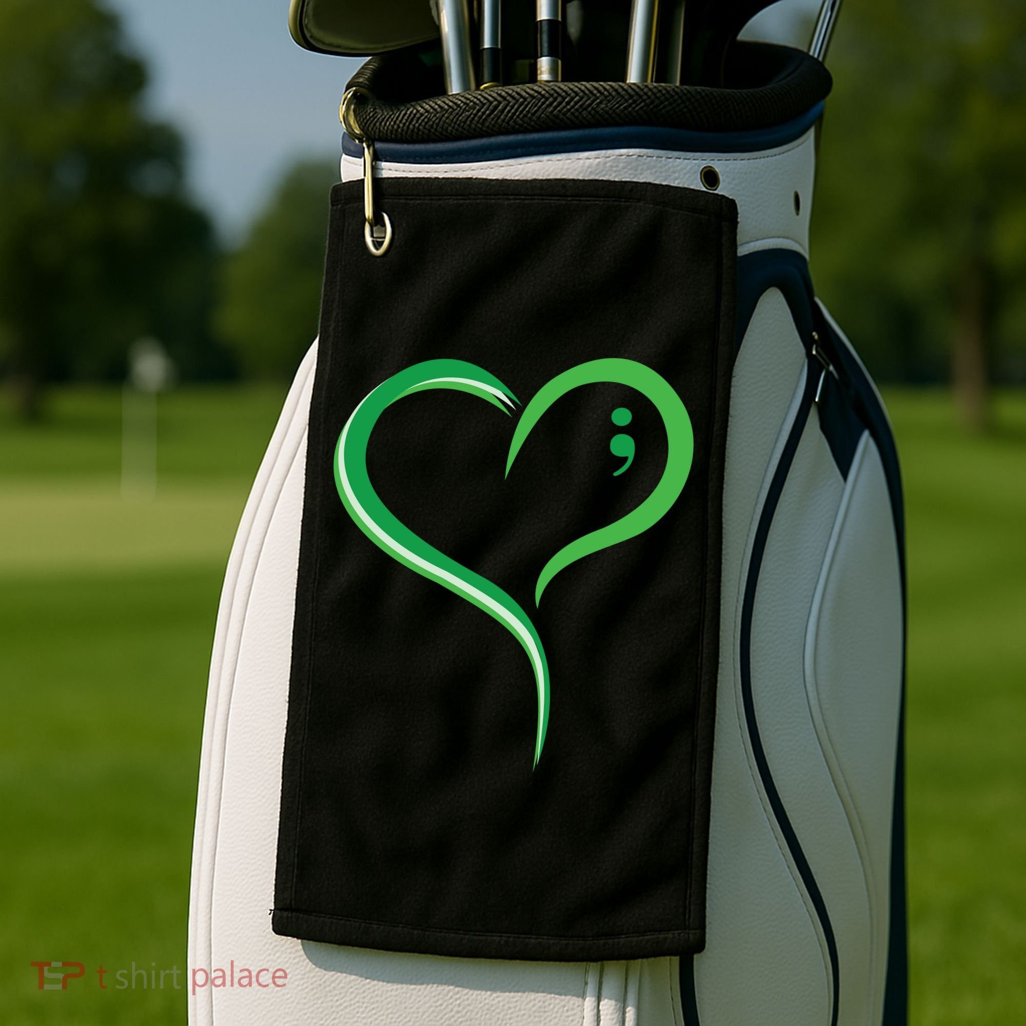 Heart Semicolon Mental Health Awareness Golf Towel