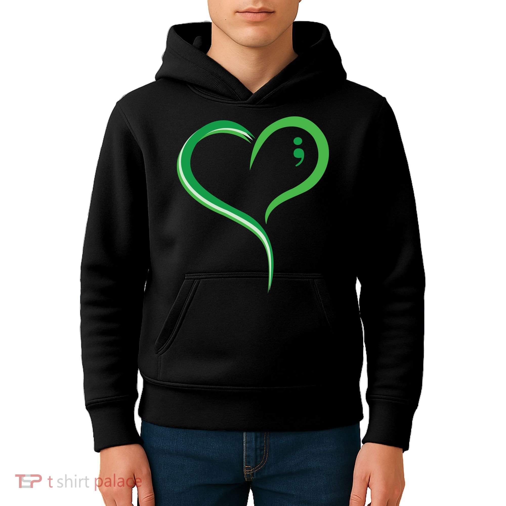 Heart Semicolon Mental Health Awareness Kids Hoodie