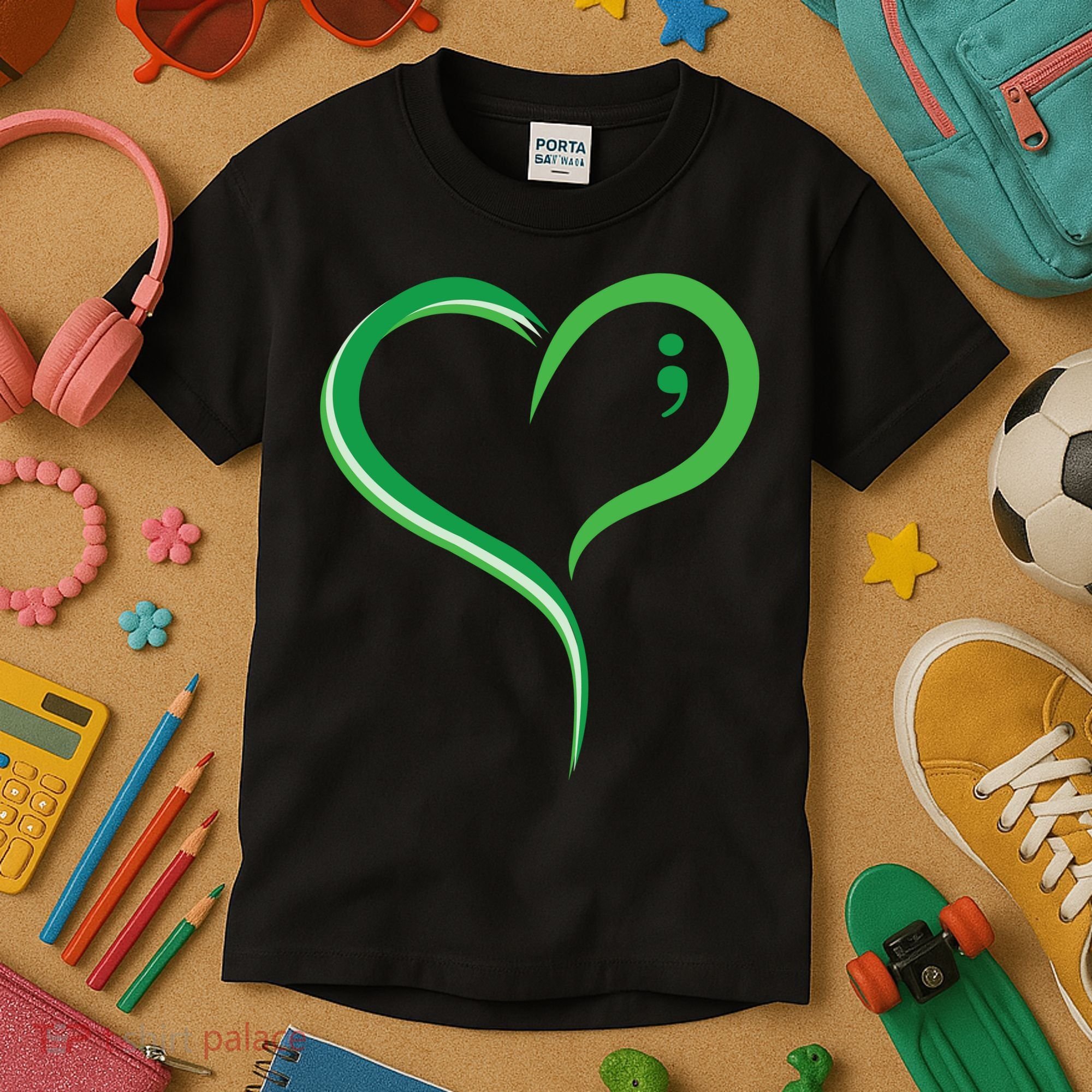 Heart Semicolon Mental Health Awareness Kids T-Shirt