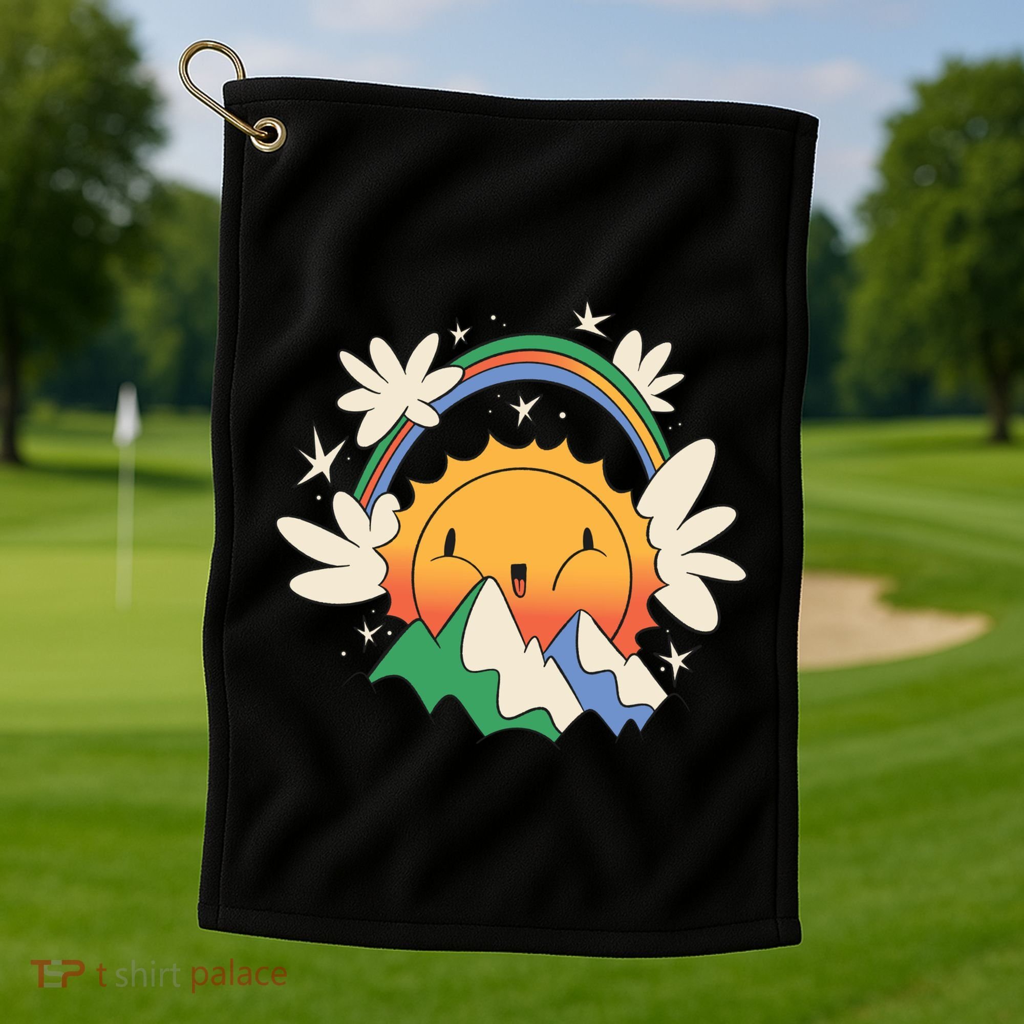 Happy Sun Mountain Rainbow Golf Towel