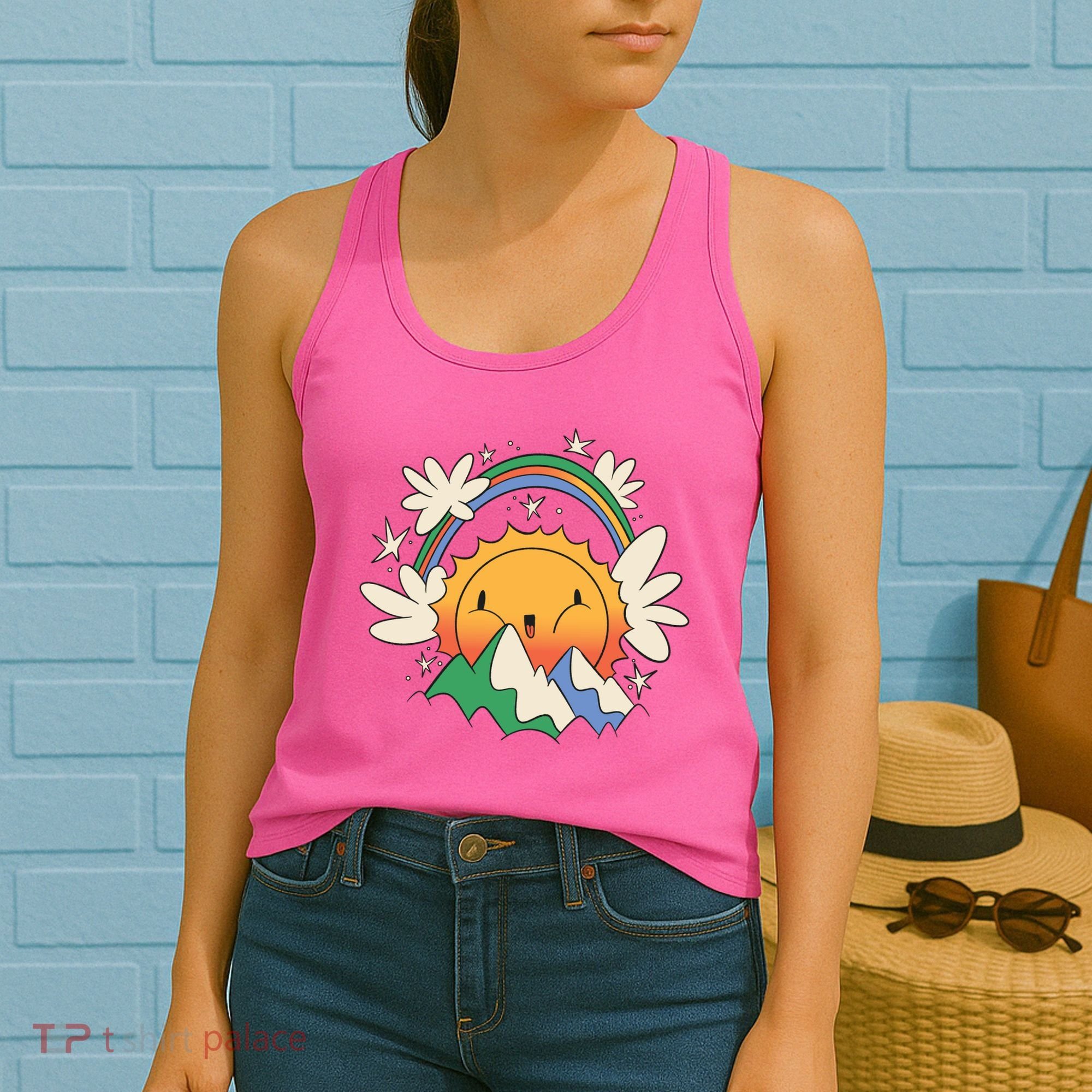 Happy Sun Mountain Rainbow Women's Tank Top