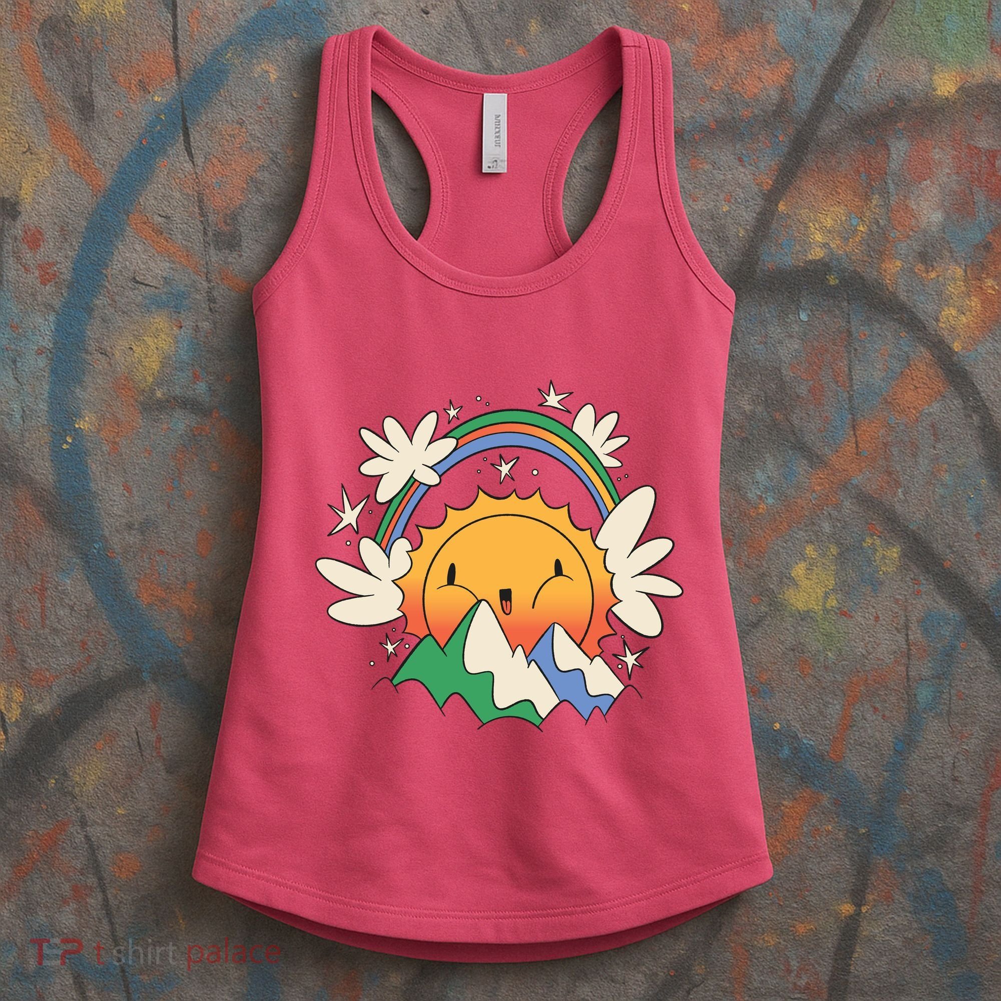 Happy Sun Mountain Rainbow Women's Tank Top