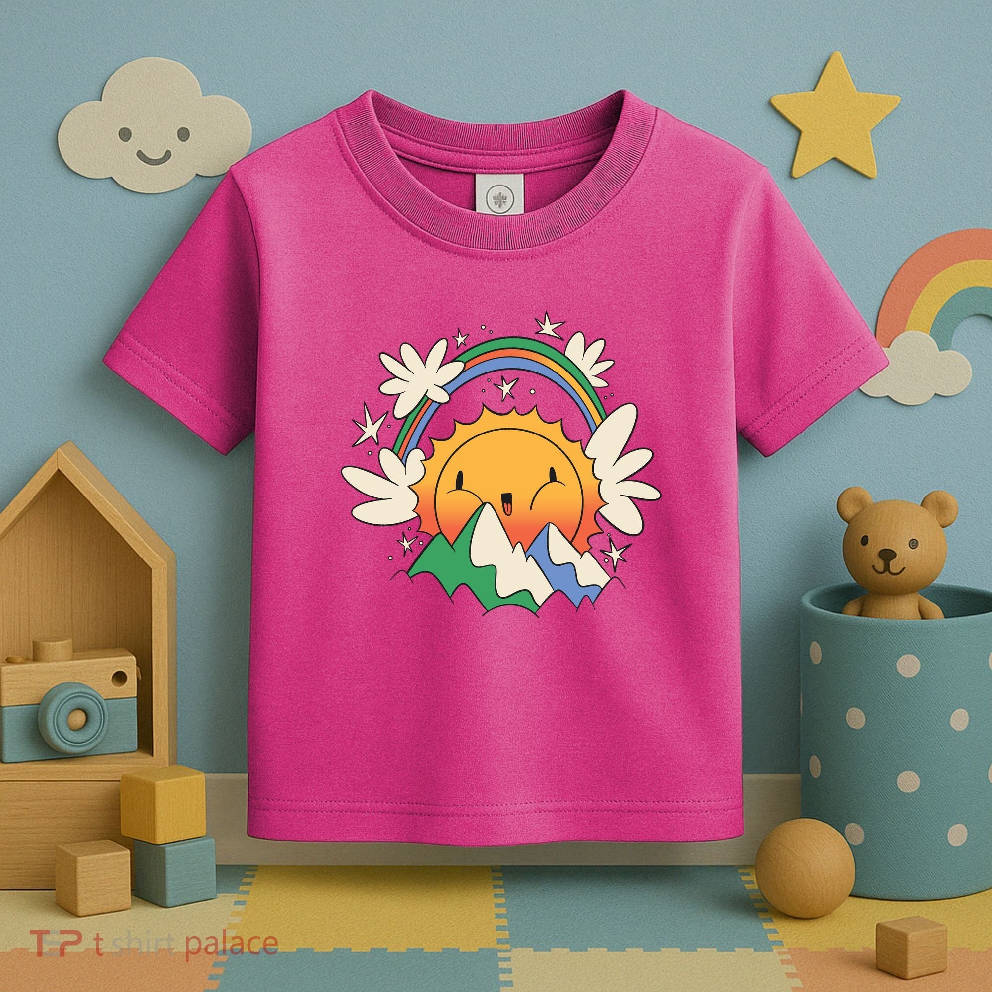 Happy Sun Mountain Rainbow Toddler T-Shirt