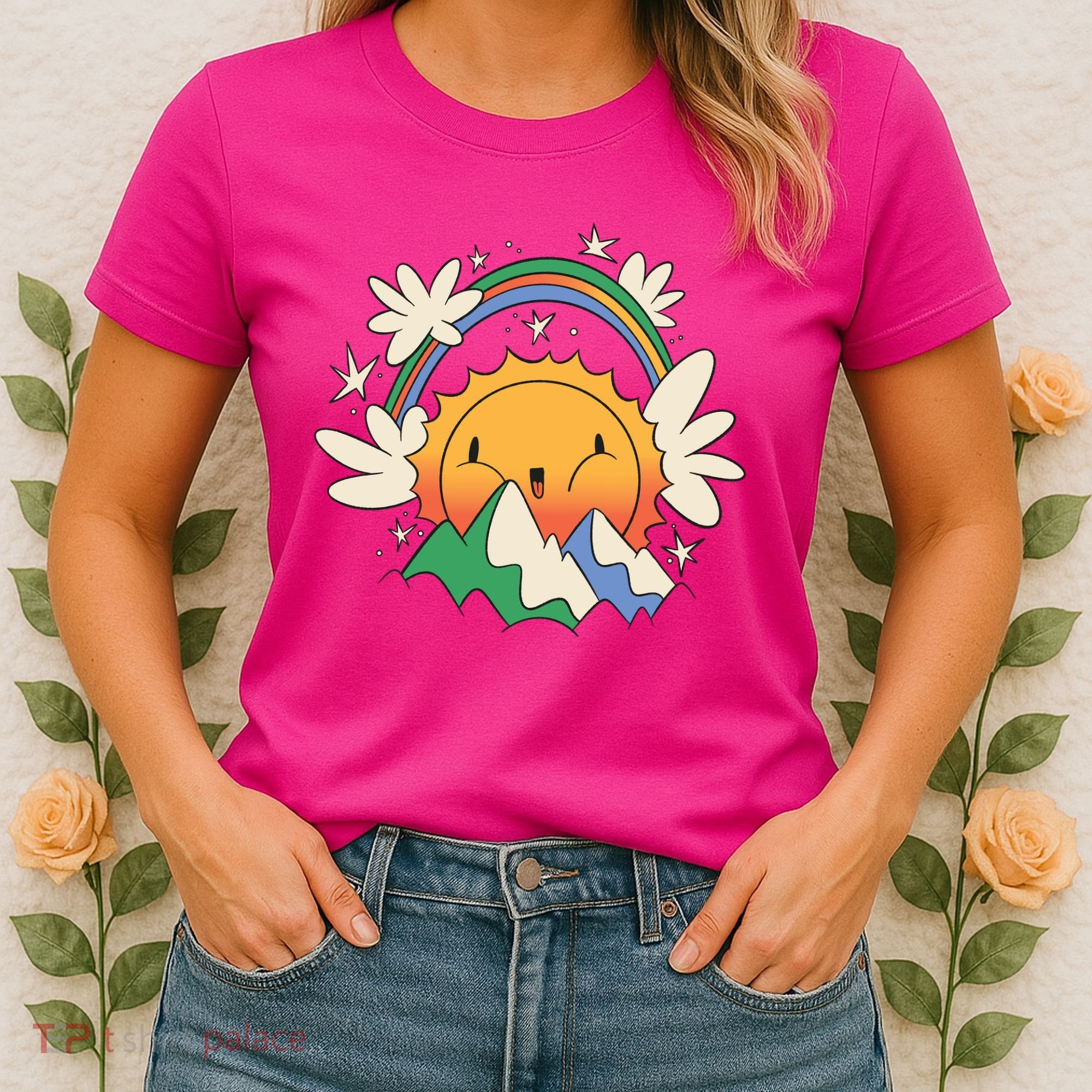 Happy Sun Mountain Rainbow Women's T-Shirt