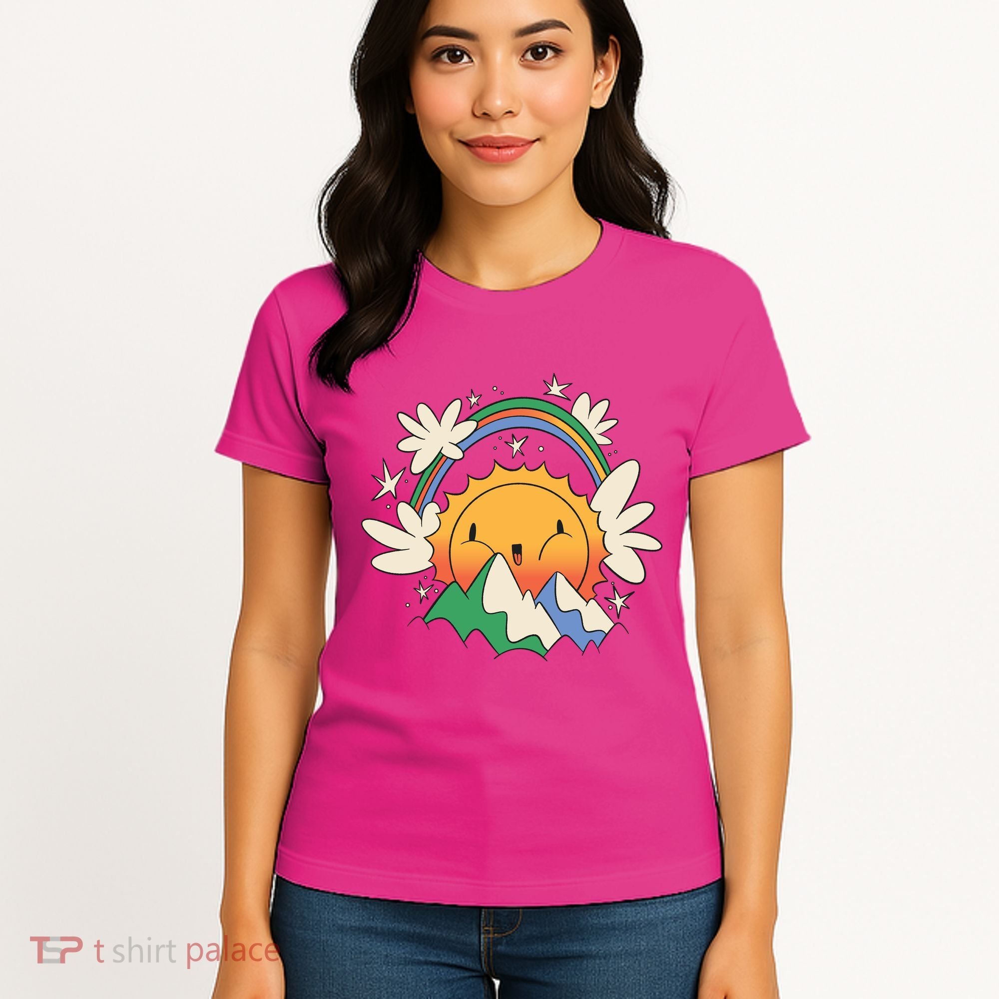 Happy Sun Mountain Rainbow Women's T-Shirt