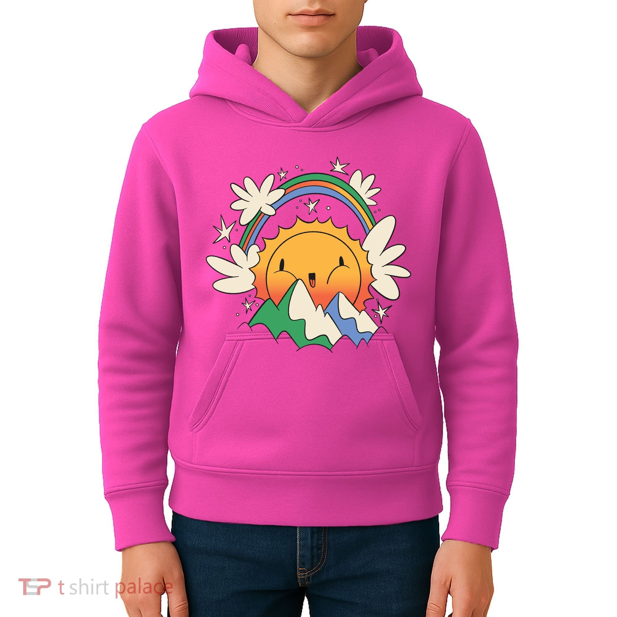 Happy Sun Mountain Rainbow Kids Hoodie