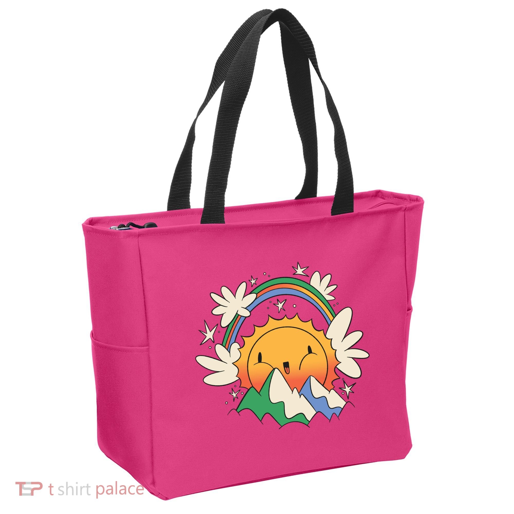 Happy Sun Mountain Rainbow Tote Bag