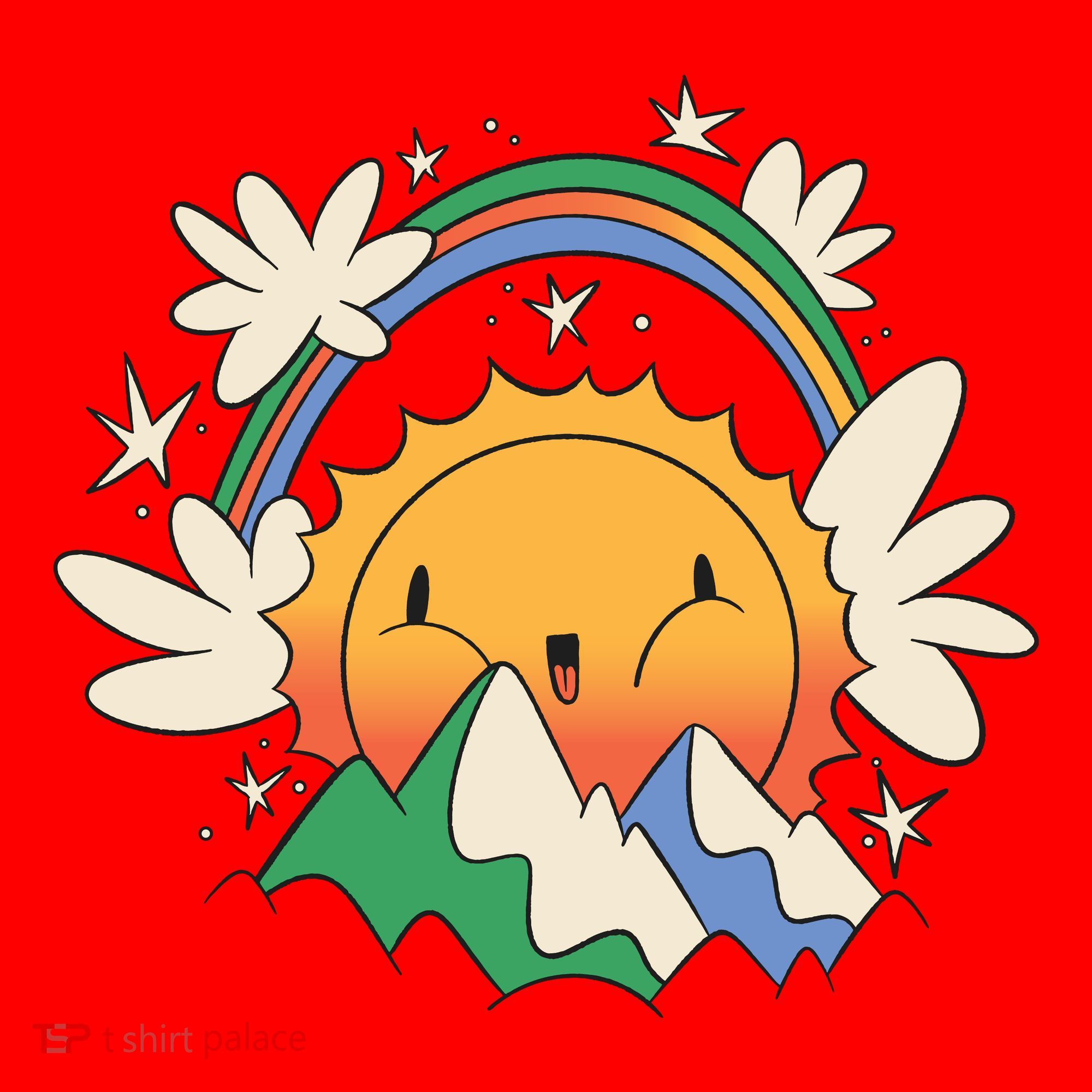 Happy Sun Mountain Rainbow Santa Hat