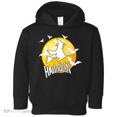 Halloween Spooky Moon Flying Witch Toddler Hoodie